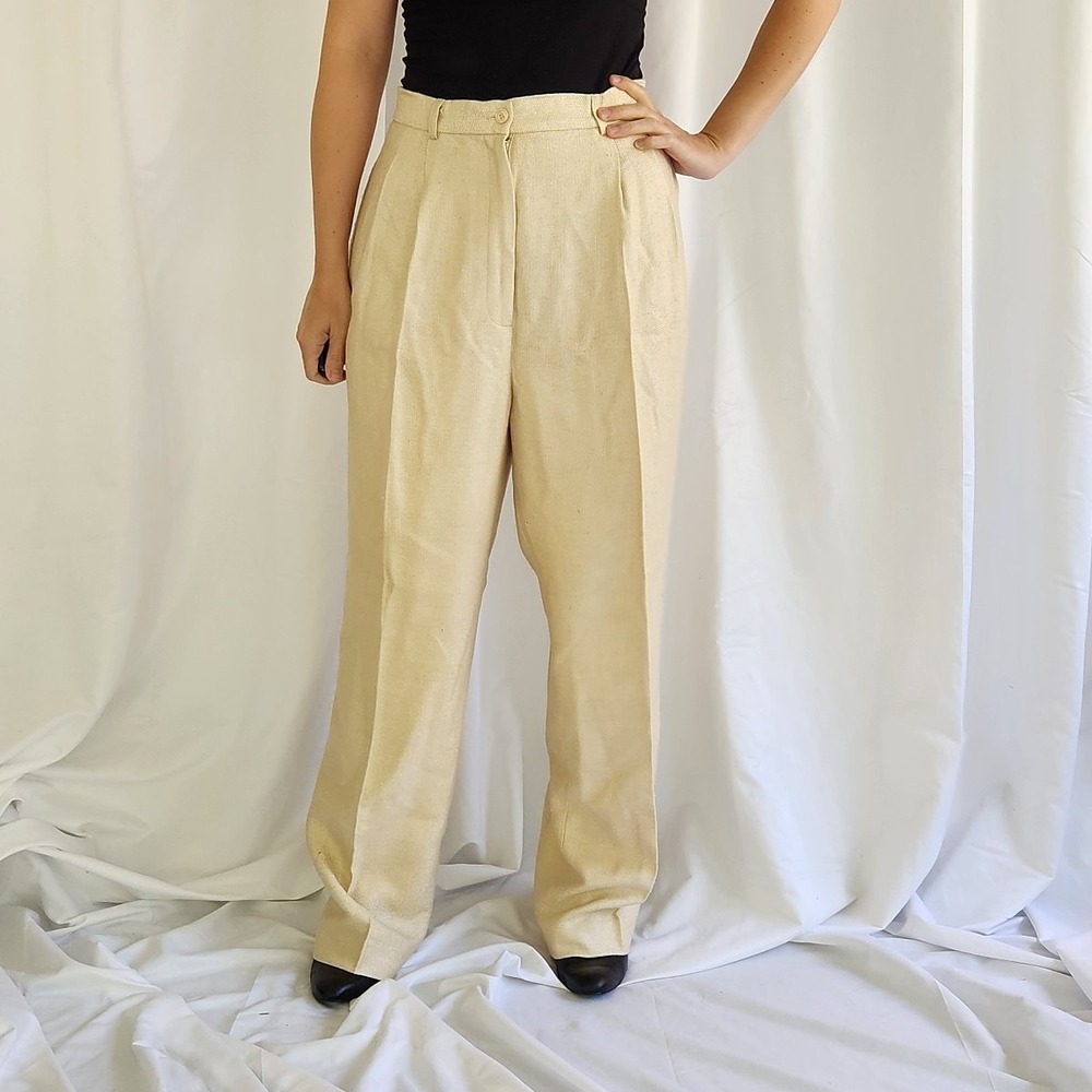 90s Deadstock Cream Silk Trousers